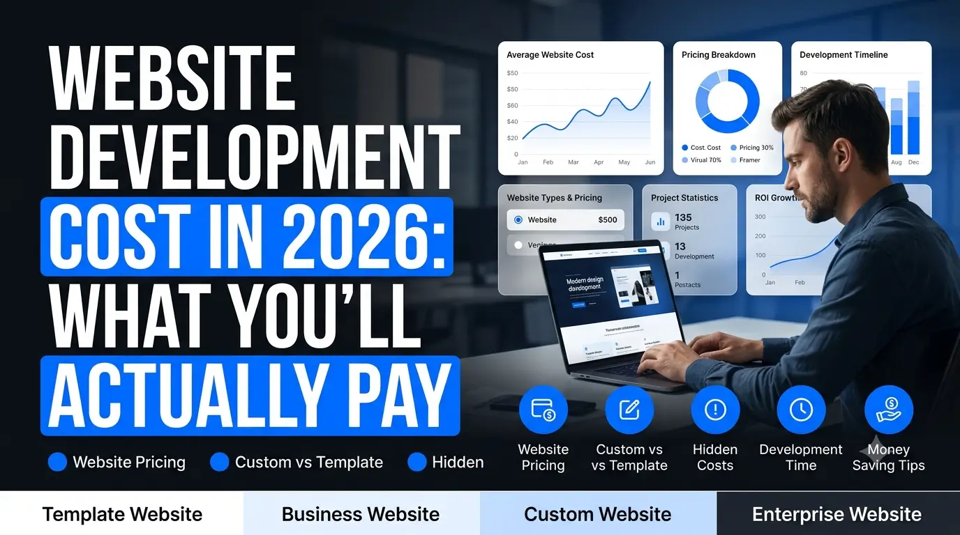 Infographic showing website cost breakdown by feature